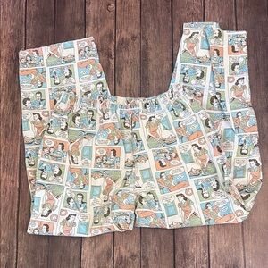 Flannel Pajama Pants w/ Cheeky Retro Housewife Comic Strip Print Sz M